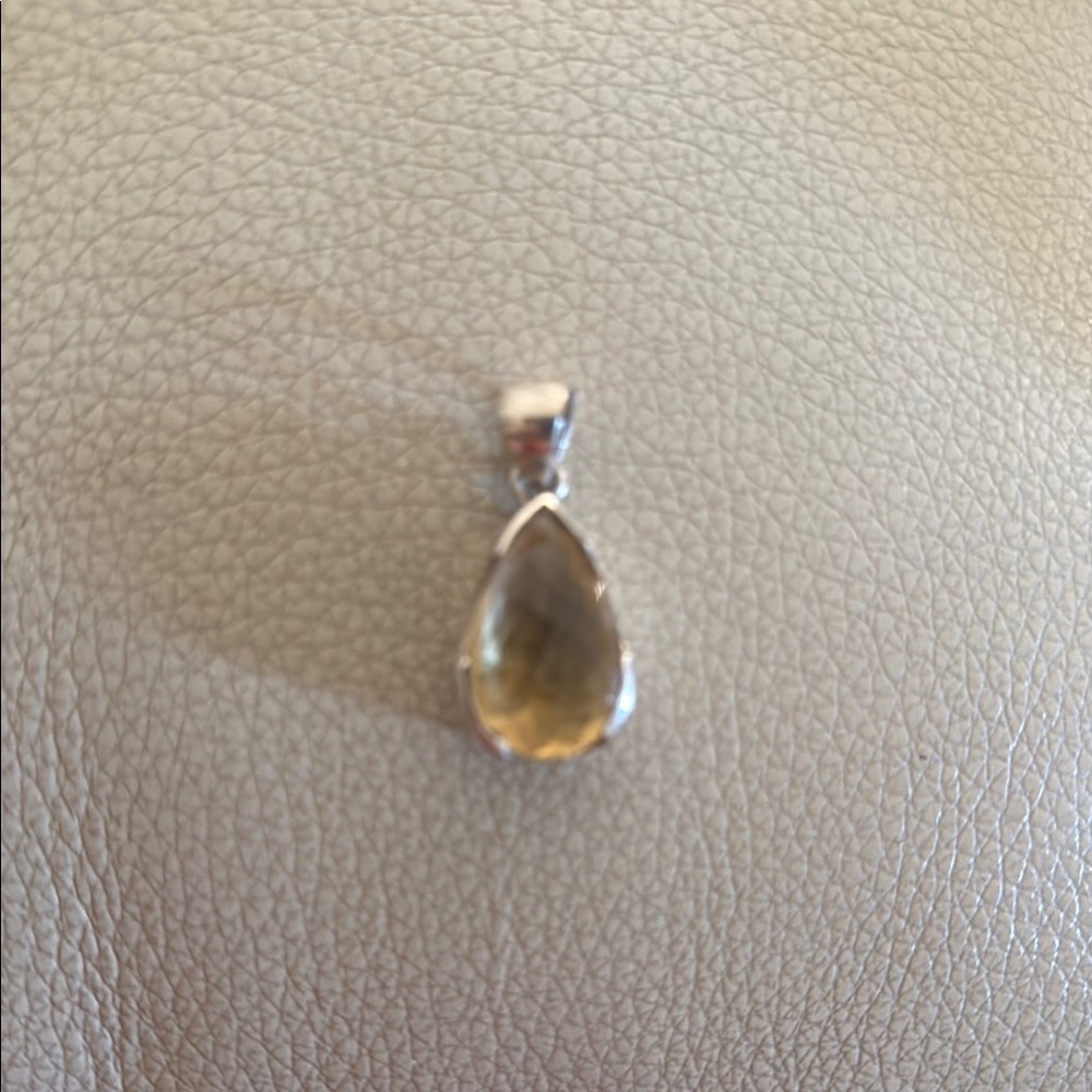 Silver Citrine Teardrop Necklace pendant with Elegant Design